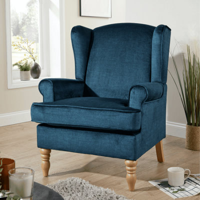 Home Source Helena Fabric Dark Blue Wingback Occasional Armchair from B&Q