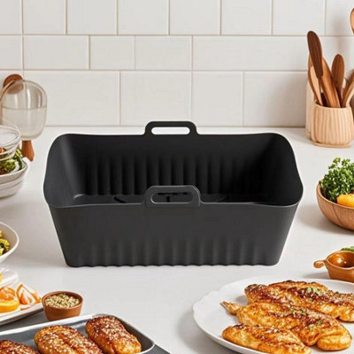 Home Source 2-Pack Reusable Silicone Air Fryer Liners 22 X 14Cm Non-Stick Eco-Friendly Fits Ninja Dual Zone Af300Uk Af400Uk from B&Q