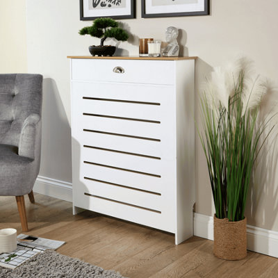 Home Source Batley White & Sonoma Oak Small Radiator Cover With Single Storage Drawer from B&Q