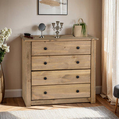 Seconique Panama Waxed Pine 4 Drawer Chest from B&Q