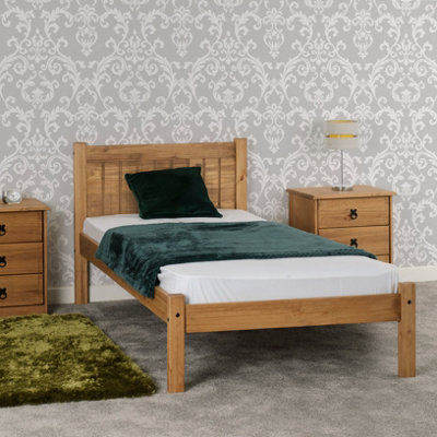 B&Q -  Maya Single 3Ft Solid Distressed Wax Pine Wood Bed Frame