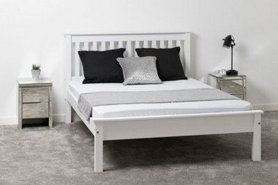 Seconique Monaco 5Ft Kingsize Wooden Bed Low Foot End In White Finish from B&Q