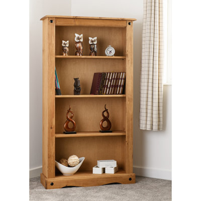 Seconique Corona Bookcase In Distressed Waxed Pine Medium