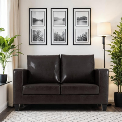 Seconique Tempo Two Seater Sofa In Brown Faux Leather Contemporary And Minimalist from B&Q
