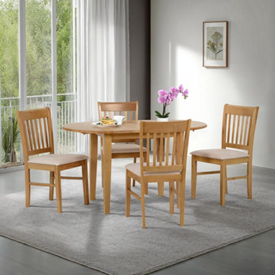 Seconique Oxford Extending Dining Set 4 Chairs Natural Oak Mink Microsuede