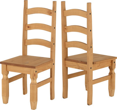 Seconique Corona Pair Of Chairs In Distressed Wax Pine Finish