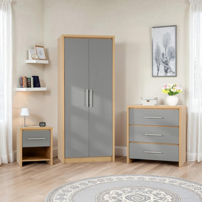 Seconique Seville Bedroom Set In Oak And Grey Sheen Finish from B&Q