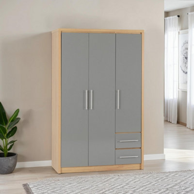 Seconique Seville 3 Door 2 Drawer Wardrobe In Oak And Grey Sheen Finish from B&Q