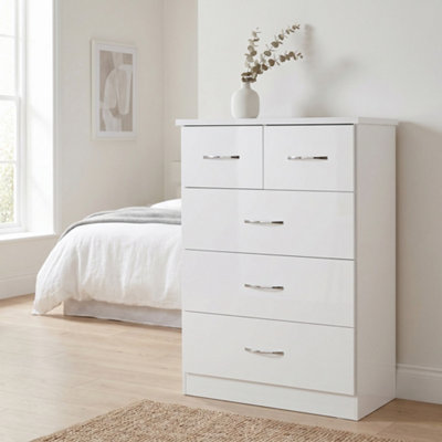 Seconique Nevada 3+2 Drawer Chest Gloss White
