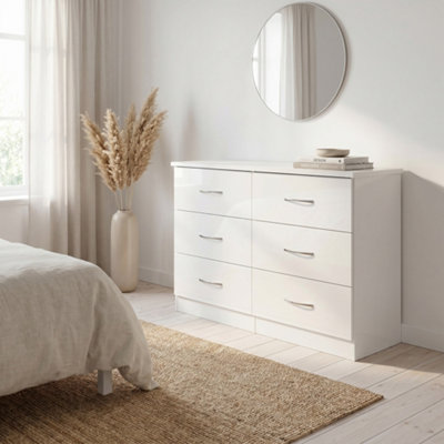 Seconique Nevada 6 Drawer Chest In Gloss White