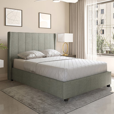 B&Q -  Amelia Plus 4Ft6 Double Storage Lift Bed Frame In Grey Fabric