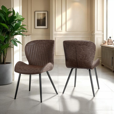 Seconique Quebec Dining Chairs X 4 In Brown Faux Leather Finish from B&Q