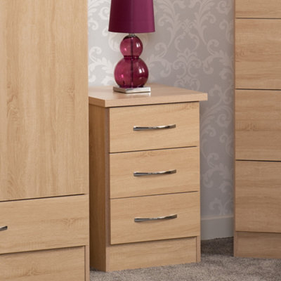 Seconique Nevada 3 Drawer Bedside Sonoma Oak Effect