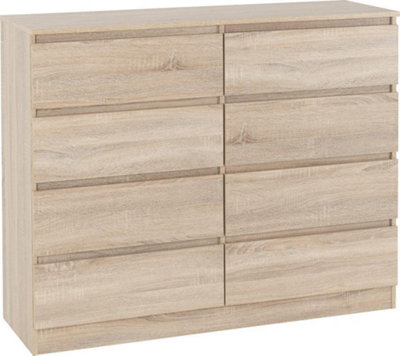 Seconique Malvern 8 Drawer Chest Sonoma Oak Effect Metal Runners from B&Q