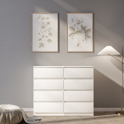 Seconique Malvern 8 Drawer Chest Recessed Handles White