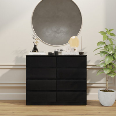 Seconique Malvern 8 Drawer Chest Recessed Handles Black