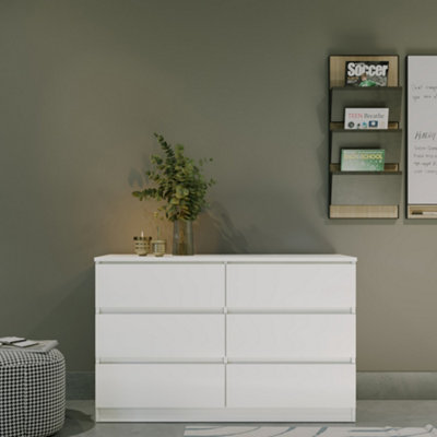Seconique Malvern 6 Drawer Chest Recessed Handles White