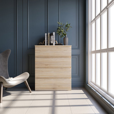 Seconique Malvern 4 Drawer Chest Sonoma Oak Effect Metal Runners from B&Q