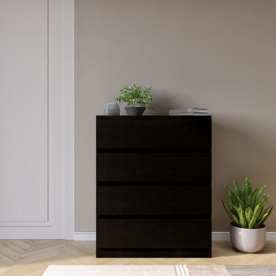Seconique Malvern 4 Drawer Chest Recessed Handles Black