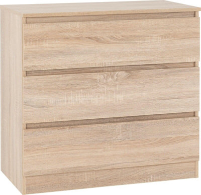Seconique Malvern 3 Drawer Chest Sonoma Oak Effect Metal Runners from B&Q