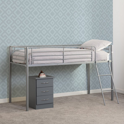 Seconique Kora Mid Sleeper Metal Bed Frame In Silver Finish Fits  3Ft Single Mattress from B&Q