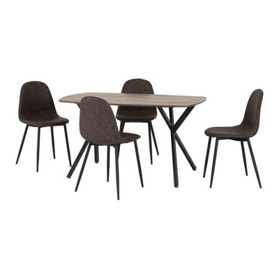 Seconique Athens Rectangular Dining SetMedium Oak Effect/black/brown Faux Leather from B&Q