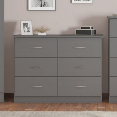 Seconique Nevada 6 Drawer Chest Of Drawers 3D Effect Grey from B&Q