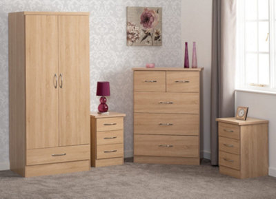 Seconique Nevada 2 Door 1 Drawer Wardrobe Bedroom Set Sonoma Oak 2 Man Del