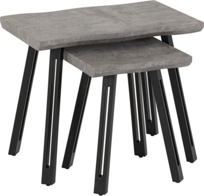 Seconique Quebec Nest Of Tables Concrete Effect Wave Edge