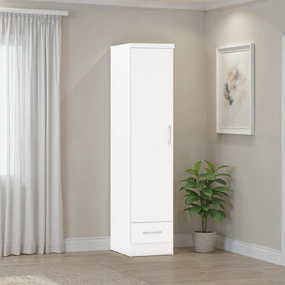 Seconique Nevada 1 Door 1 Drawer Wardrobe White Gloss Finish from B&Q