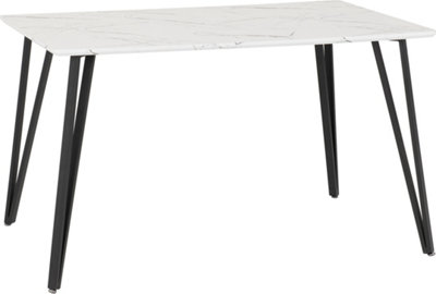 B&Q -  Marlow Dining Table In White Marble Effect Finish