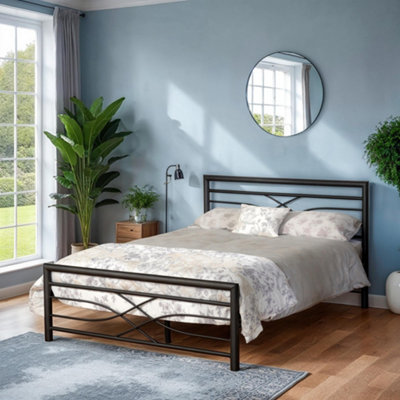 B&Q -  Kelly 5Ft Metal Bed Frame In Black Finish