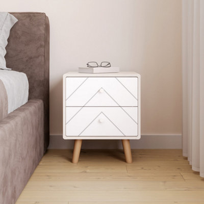 Seconique Dixie 2 Drawer Bedside In Dusty Grey And White Grey/White