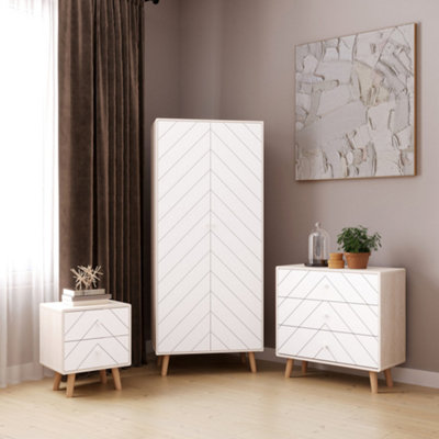 Seconique Dixie Bedroom Set Wardrobe Chest Of Drawers Bedside In Dusty And Grey/White