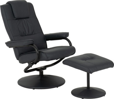 Seconique Ascot Recliner Chair & Footstool - L106.5 X W77 X H100 Cm - Midnight Blue Faux Leather