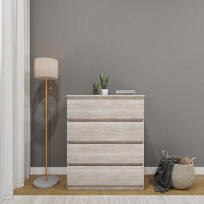 Seconique Malvern 4 Drawer Chest In Urban Snow Finish Recessed Handles Beige