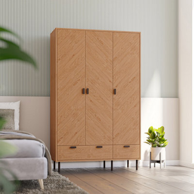 B&Q -  Leon 3 Door 2 Drawer Wardrobe Medium Oak Effect