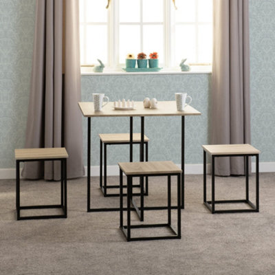 Seconique Kent Stowaway Dining Table And 4 Stool Set Sonoma Oak Effect And Black