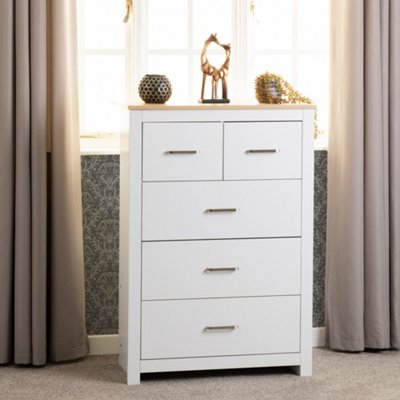 B&Q -  Portland 3 Plus 2 Chest In White With Oak Effect Finish