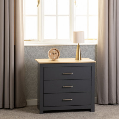 Seconique Portland 3 Drawer Chest In Grey With Oak Effect Finish from B&Q