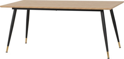 B&Q -  Hamilton Large Dining Table Medium Oak Effect Black Legs
