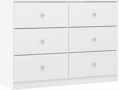 Denver White Gloss 6 Drawer Chest Of Drawers Modern Bedroom Furniture Storage from B&Q