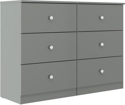 Denver Grey Gloss 6 Drawer Chest Of Drawers Modern Bedroom Furniture Storage from B&Q