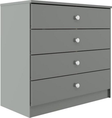 Denver Grey Gloss 4 Drawer Chest Of Drawers Bedroom Furniture Storage from B&Q