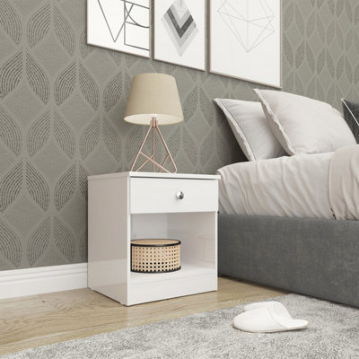 Seconique Denver 1 Drawer BedsideWhite Gloss from B&Q