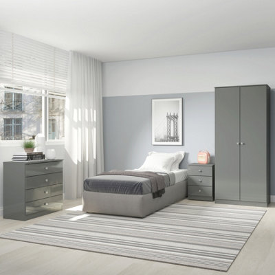 B&Q -  Denver 2 Door Wardrobe Bedroom SetGrey Gloss