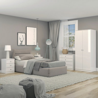 B&Q -  Denver 2 Door Wardrobe Bedroom SetWhite Gloss