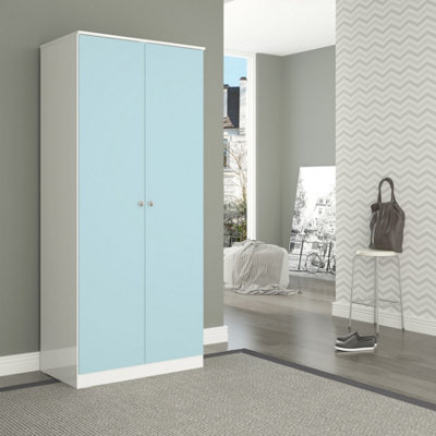 Seconique Denver 2 Door Wardrobe Gloss Metal Hinges And Handles Blue