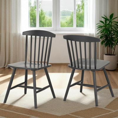 Seconique Emery Chairs Priced Per Pair Solid Pine In Dark/Grey