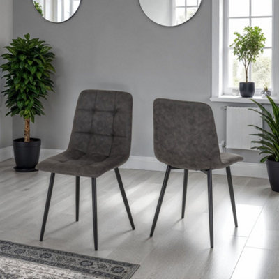 Seconique Fenton Pair Of Chairs Suede Fabric Box Of 2 Dark/Grey